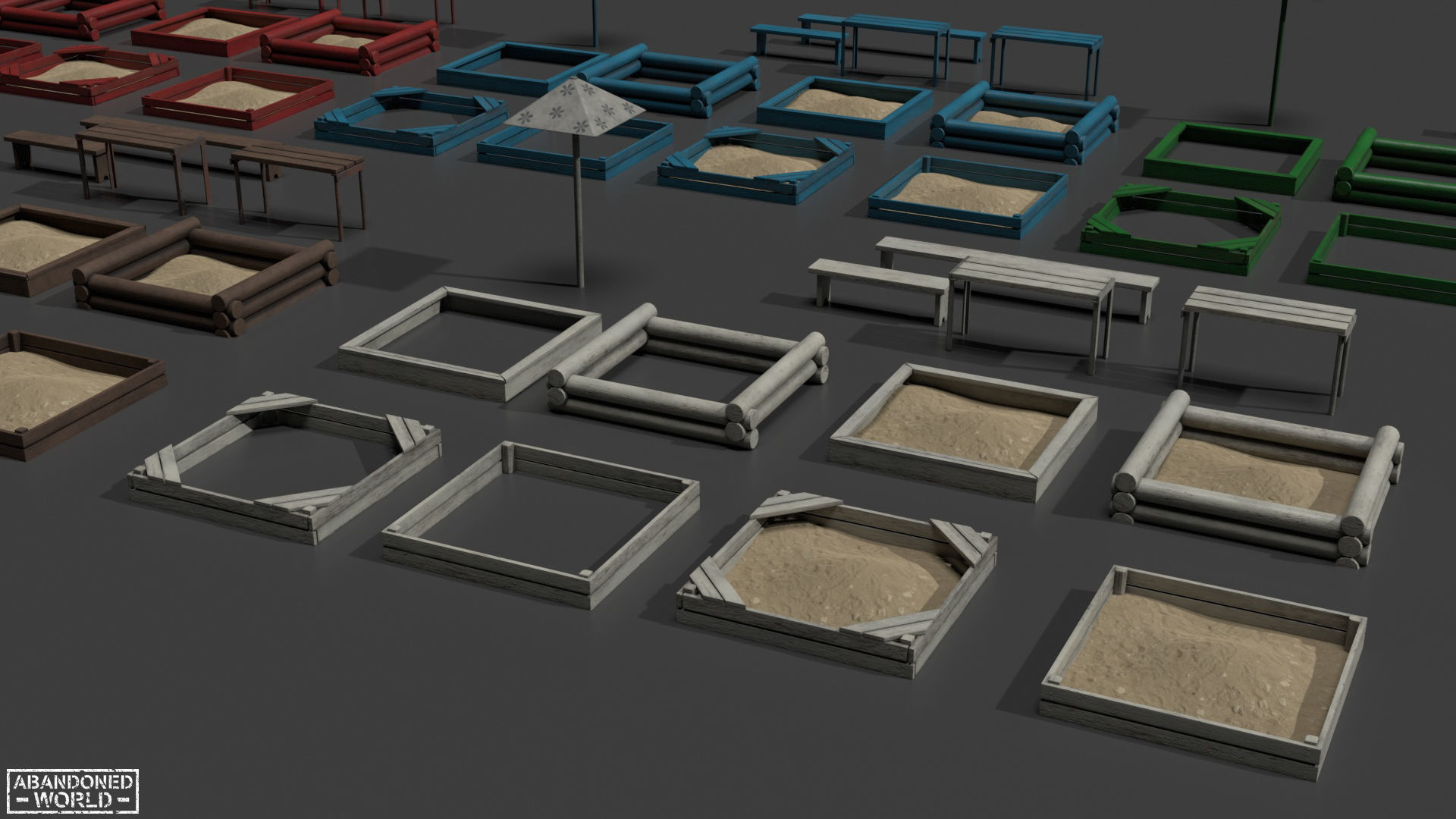 Sandbox Set For Playground Low-poly 3D model_3