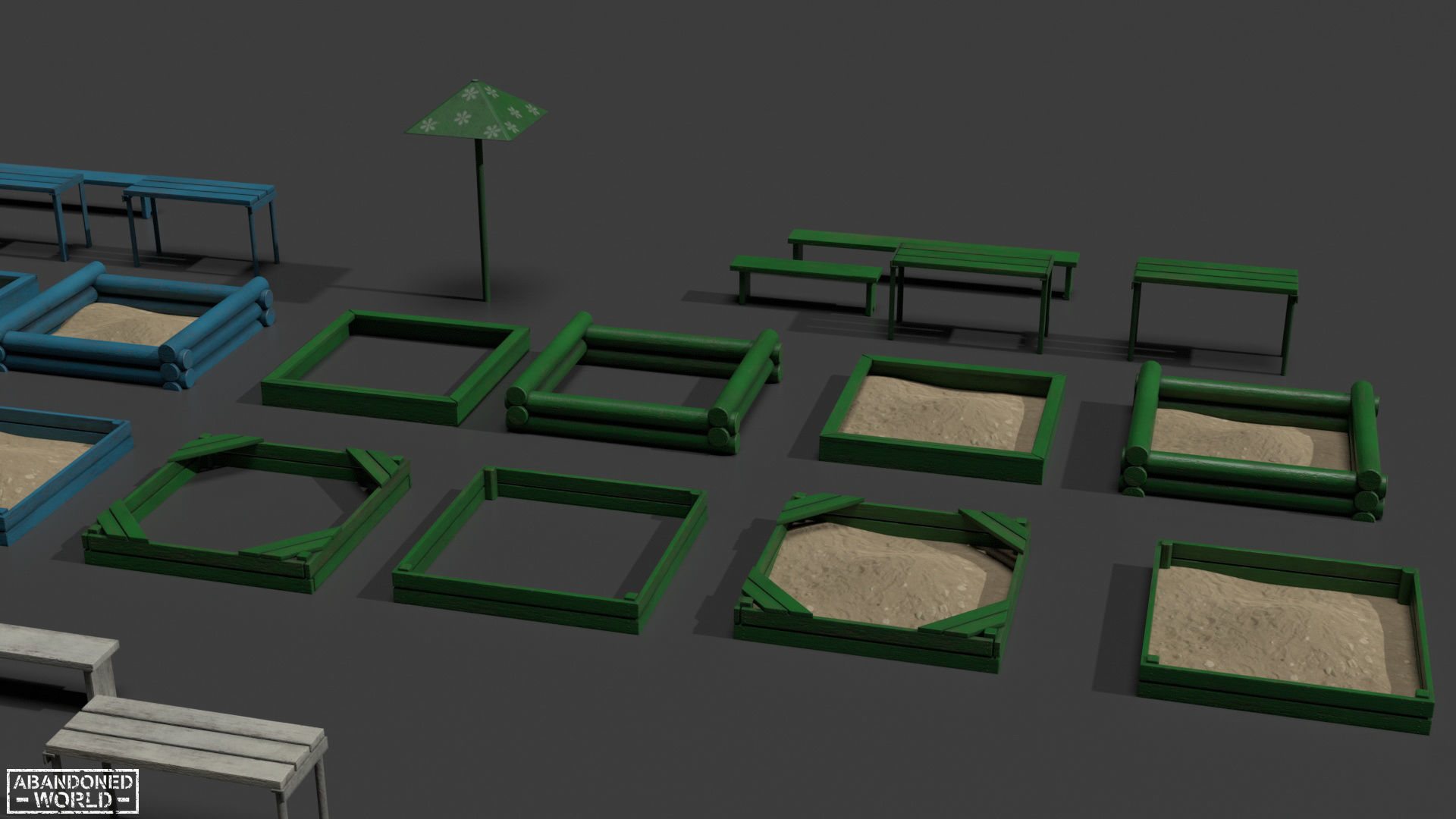 Sandbox Set For Playground Low-poly 3D model_4