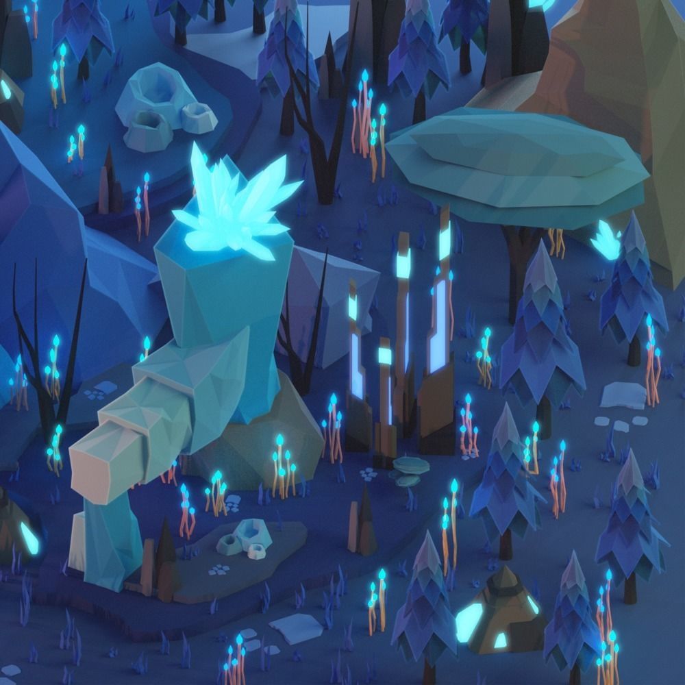 Free Demo of Low Poly Space Alien Worlds 3D Asset Pack Free low-poly 3D model_6