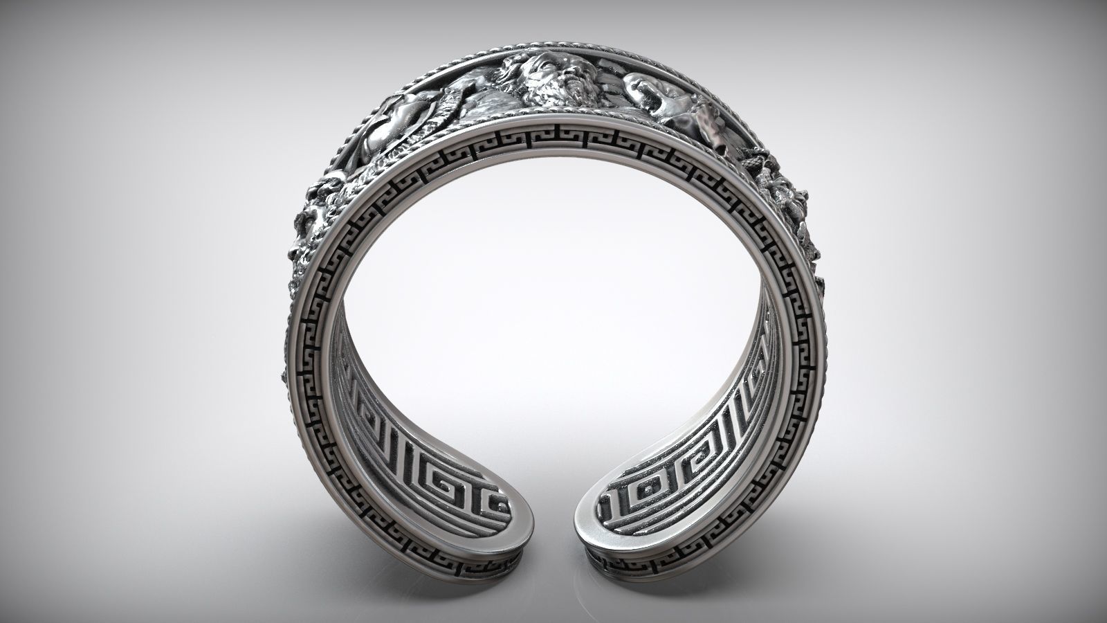 Antique Greek Olympus Gods Statue Ruins Meander Adjustable Ring  3D print model_7
