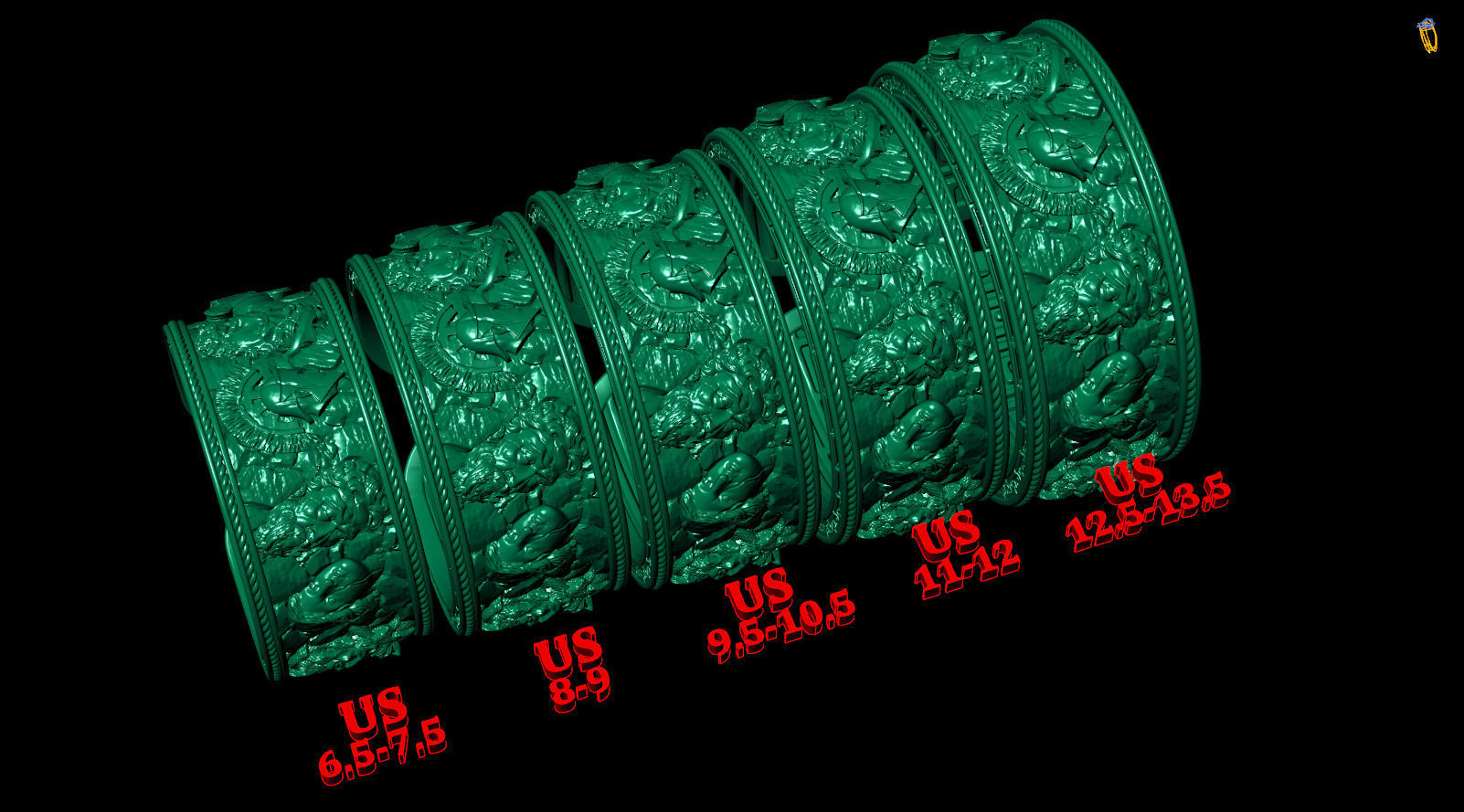 Antique Greek Olympus Gods Statue Ruins Meander Adjustable Ring  3D print model_9