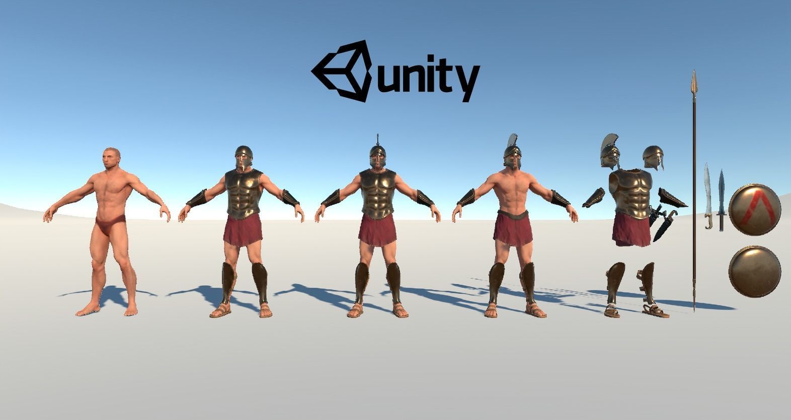 Modular Spartan Warrior Low-poly 3D model_13