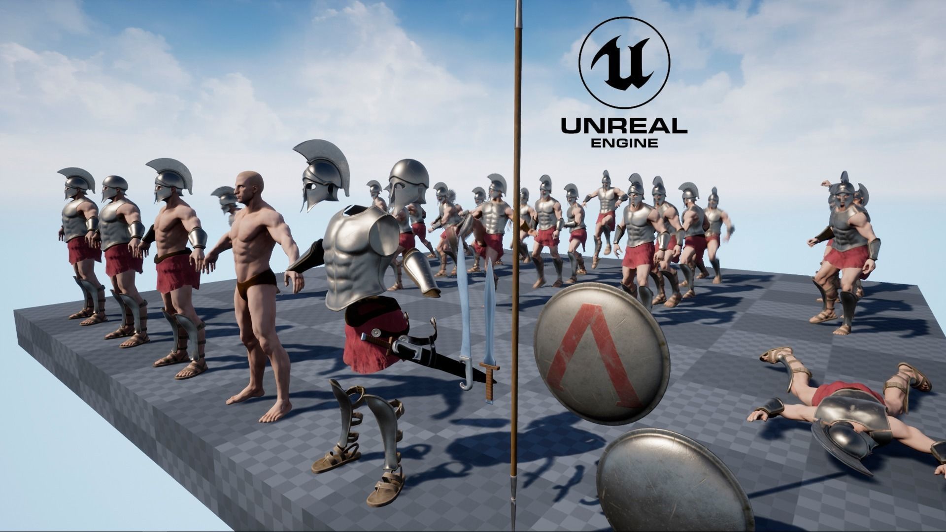 Modular Spartan Warrior Low-poly 3D model_12