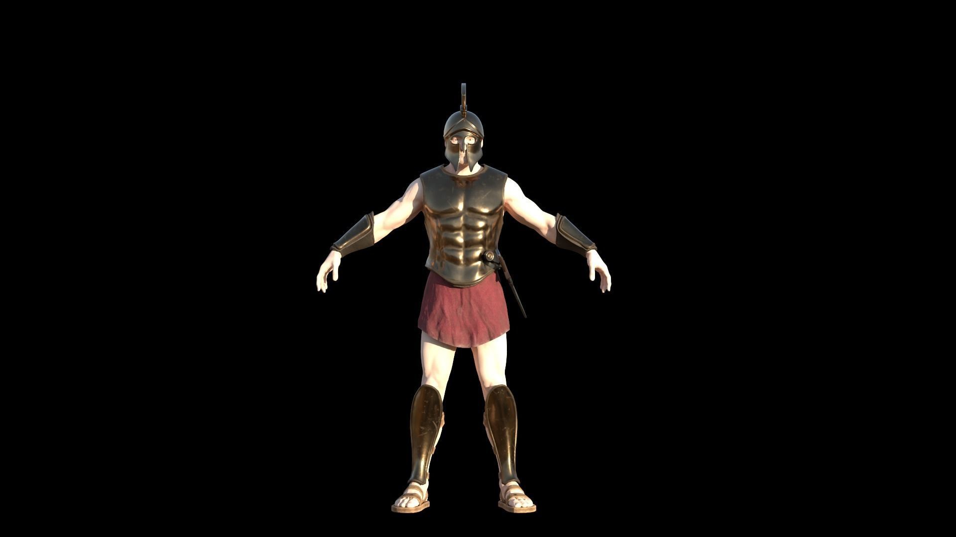 Modular Spartan Warrior Low-poly 3D model_4