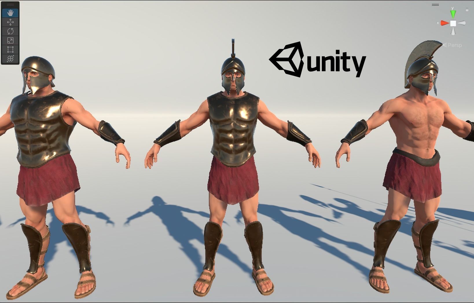 Modular Spartan Warrior Low-poly 3D model_14