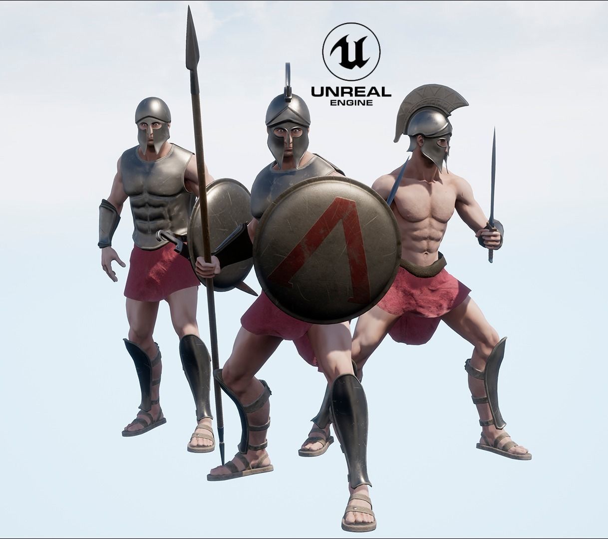 Modular Spartan Warrior Low-poly 3D model_9