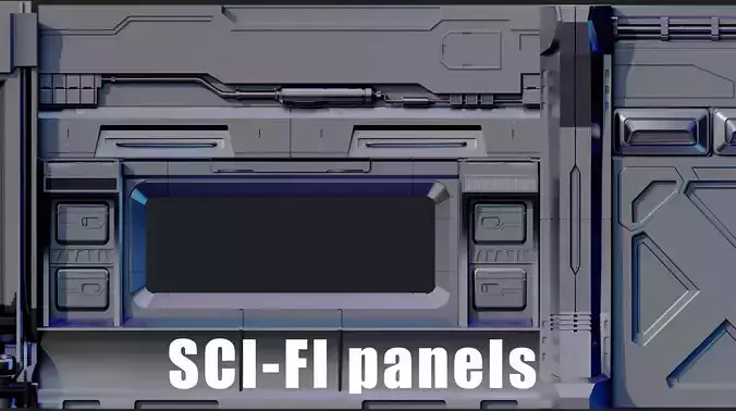 Sci-Fi panels kit Low-poly 3D model Sci-Fi panels kit Low-poly 3D model