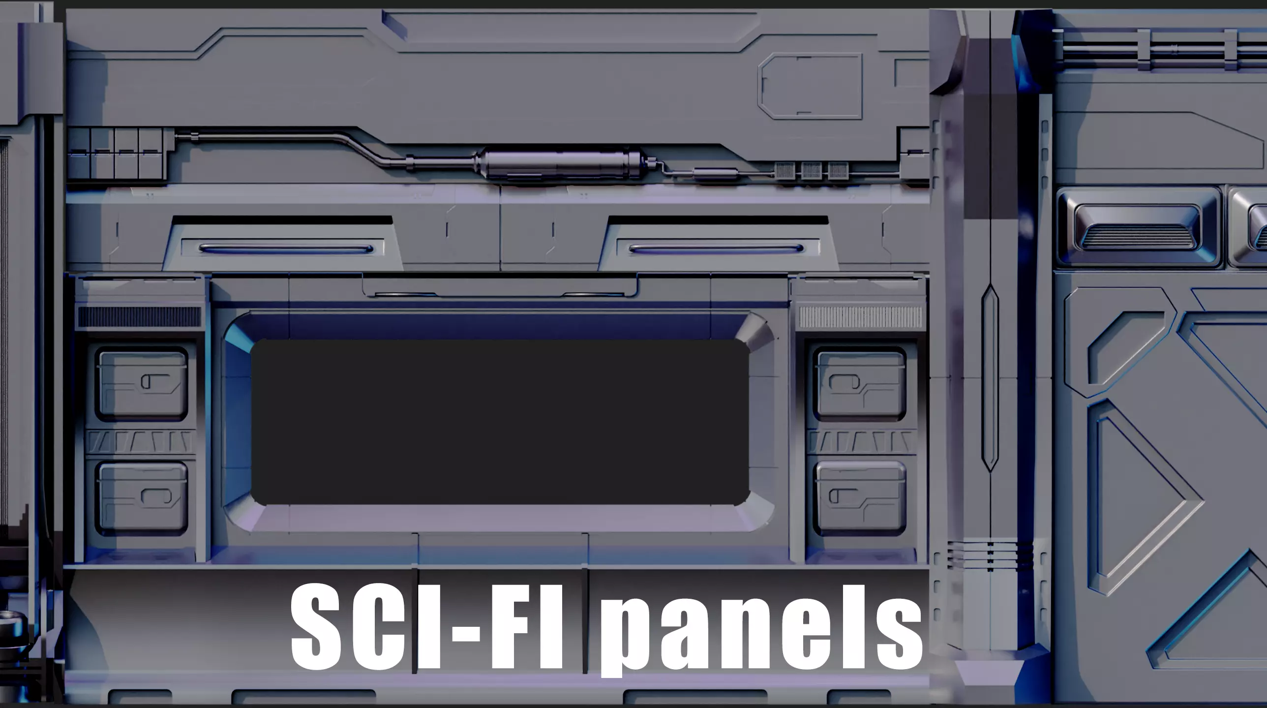 Sci-Fi panels kit Low-poly 3D model_0