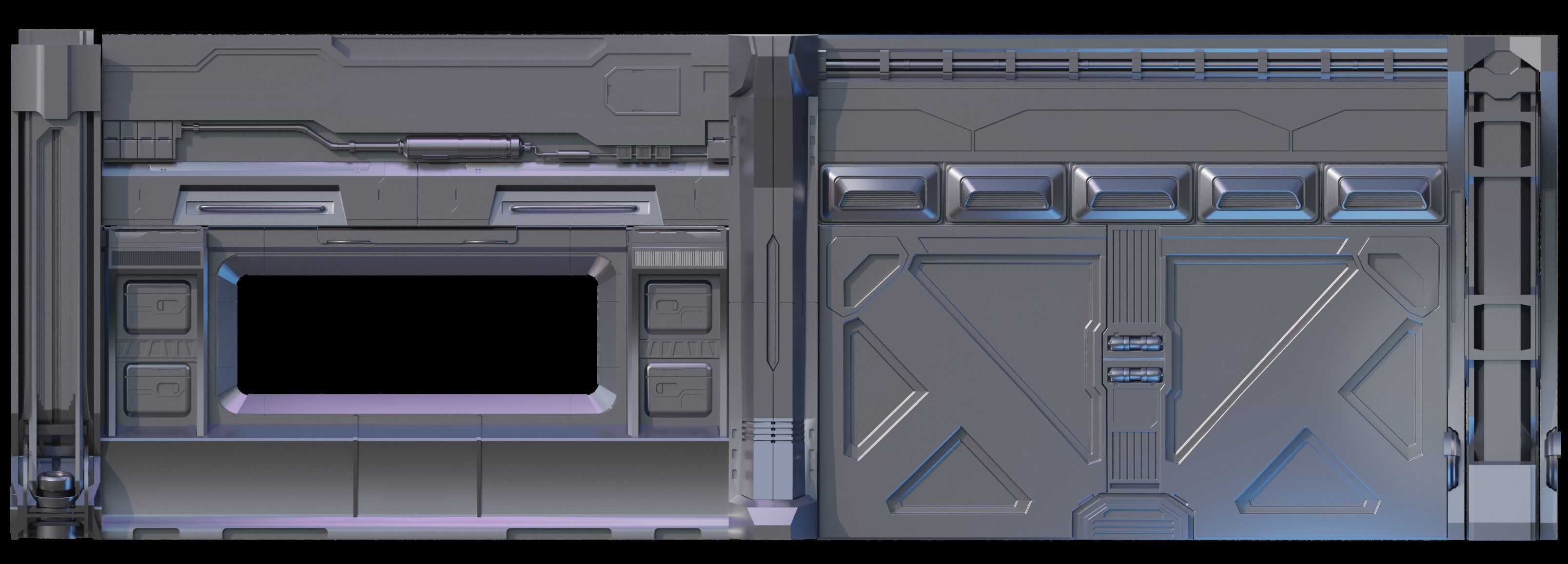 Sci-Fi panels kit Low-poly 3D model_1