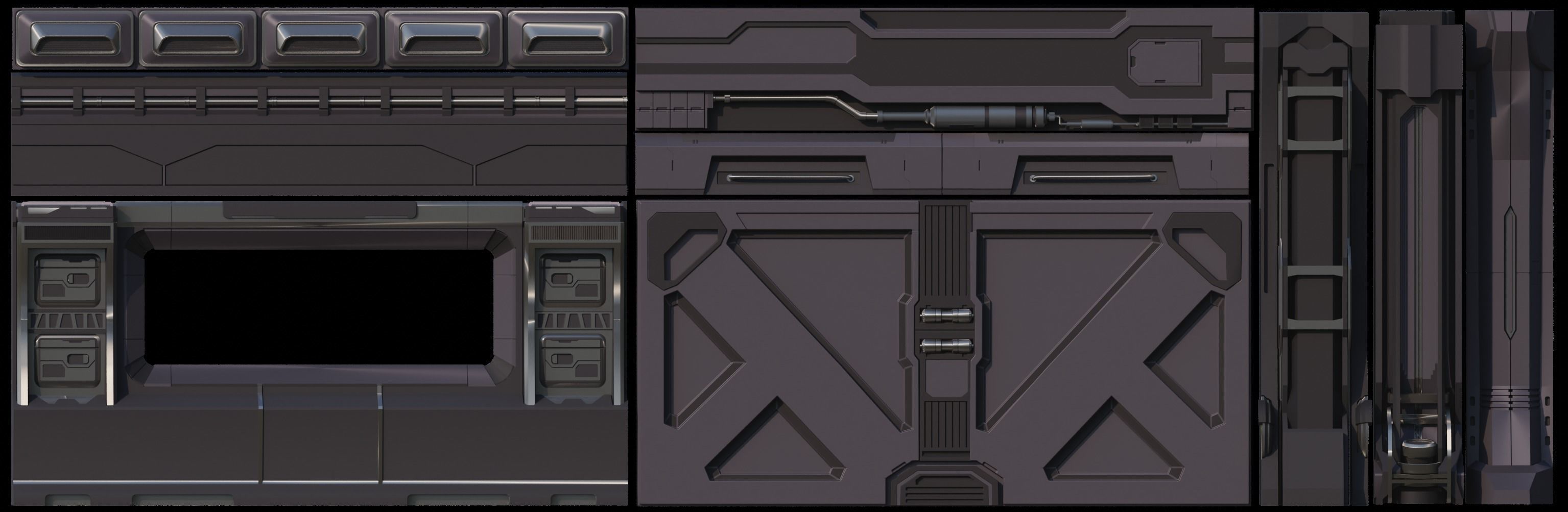 Sci-Fi panels kit Low-poly 3D model_6