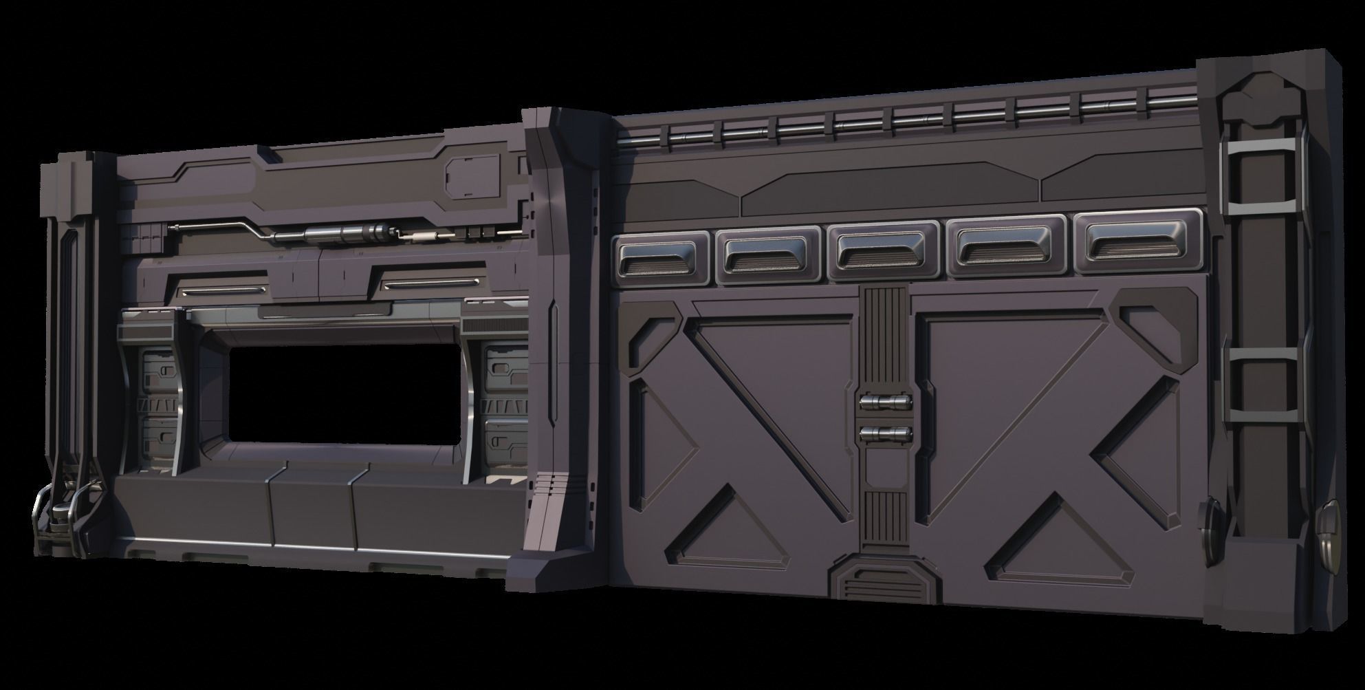 Sci-Fi panels kit Low-poly 3D model_5