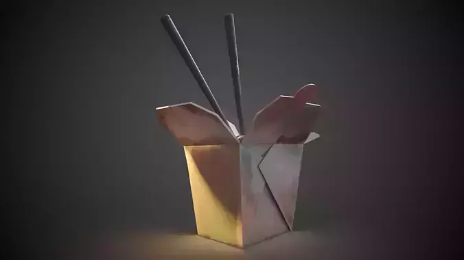 Meal Box with pasta low poly 3d model Low-poly 3D model