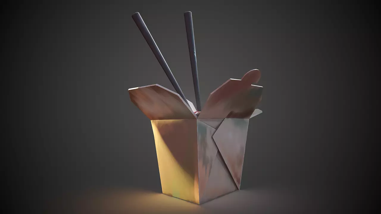 Meal Box with pasta low poly 3d model Low-poly 3D model_0