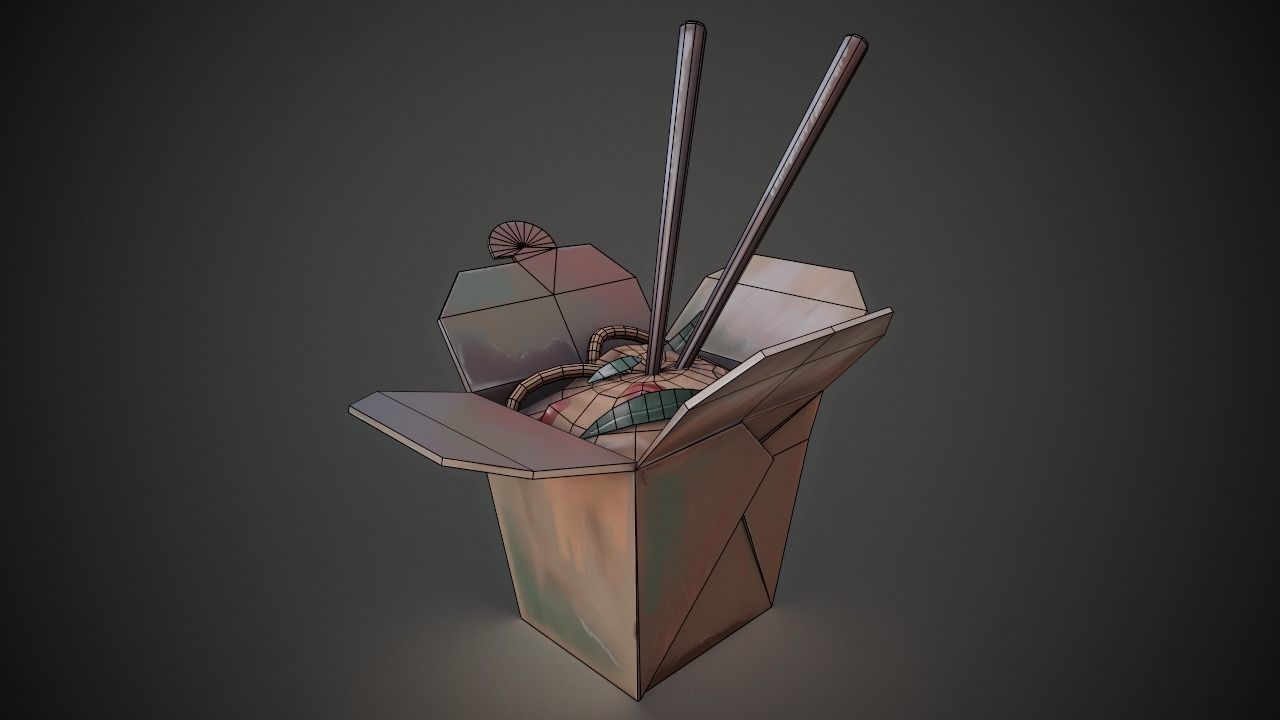 Meal Box with pasta low poly 3d model Low-poly 3D model_7