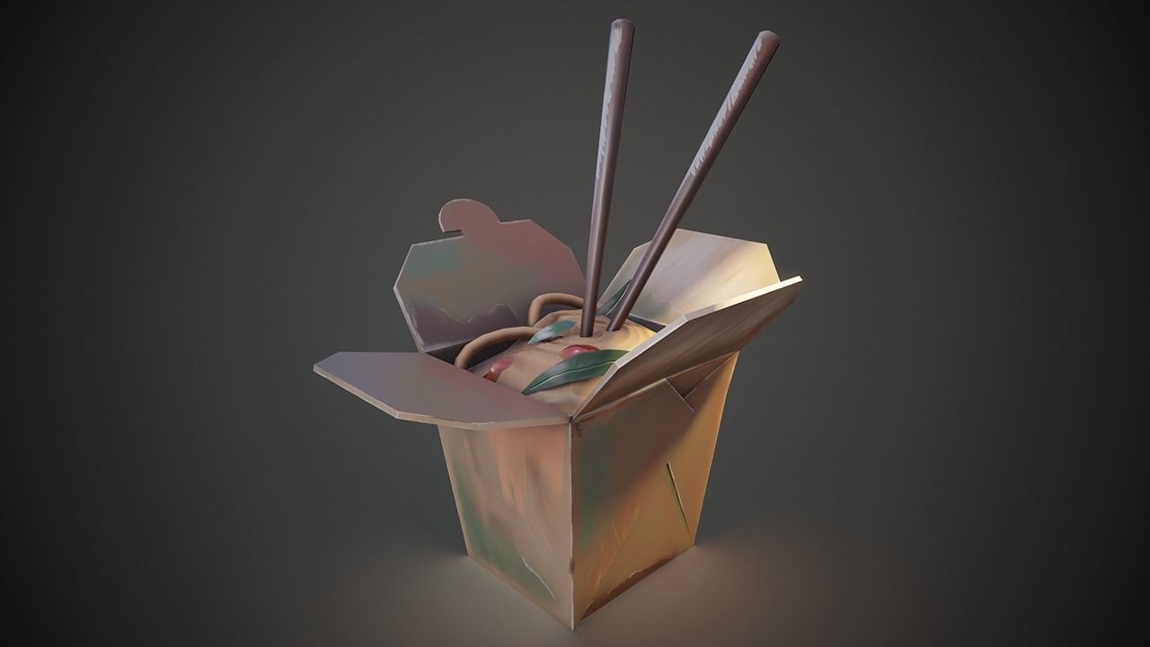 Meal Box with pasta low poly 3d model Low-poly 3D model_6