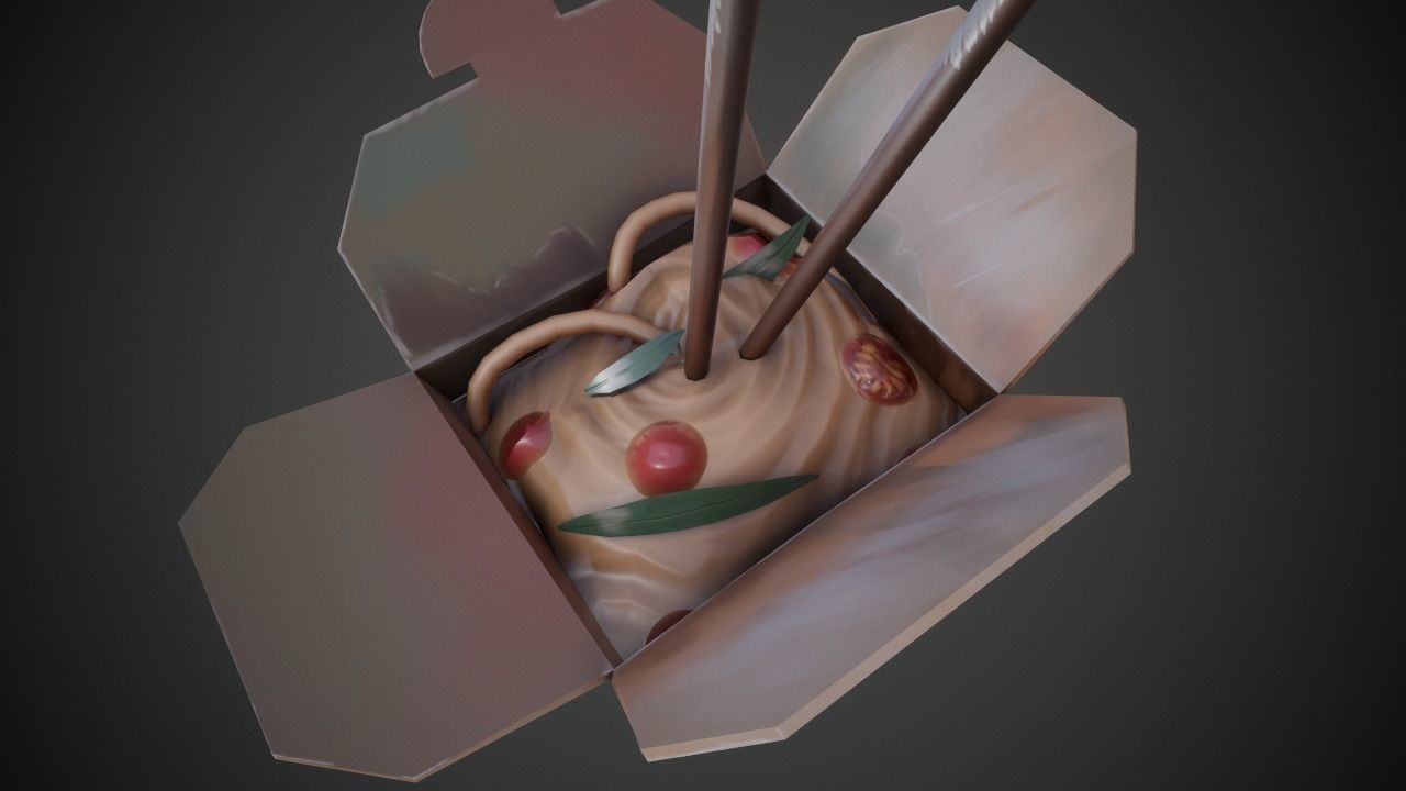 Meal Box with pasta low poly 3d model Low-poly 3D model_10