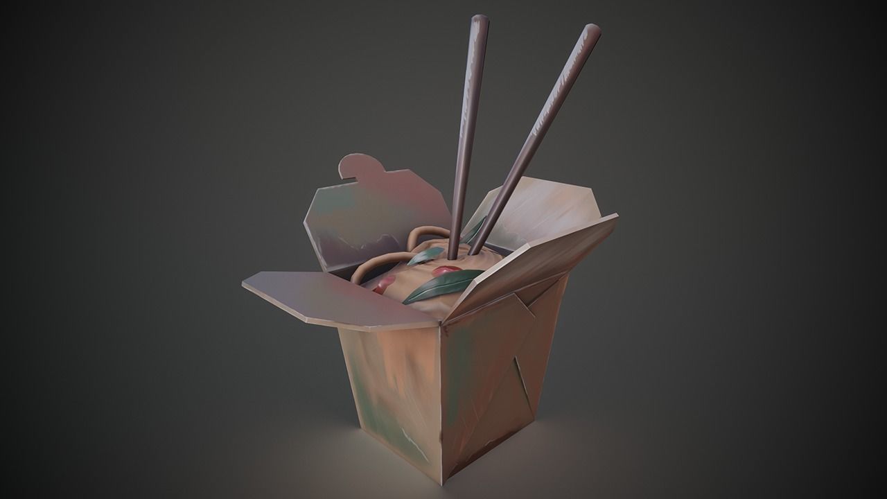 Meal Box with pasta low poly 3d model Low-poly 3D model_5