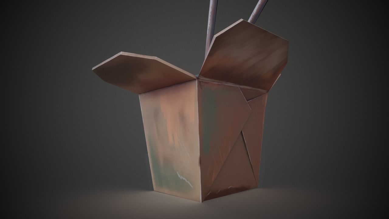 Meal Box with pasta low poly 3d model Low-poly 3D model_2