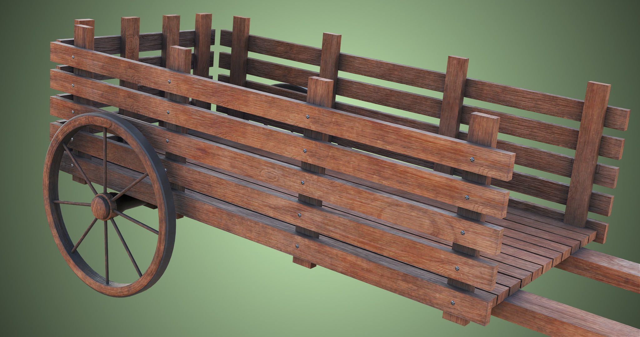 Wooden Cart04 All PBR Unity UE Textures Included Low-poly 3D model_14