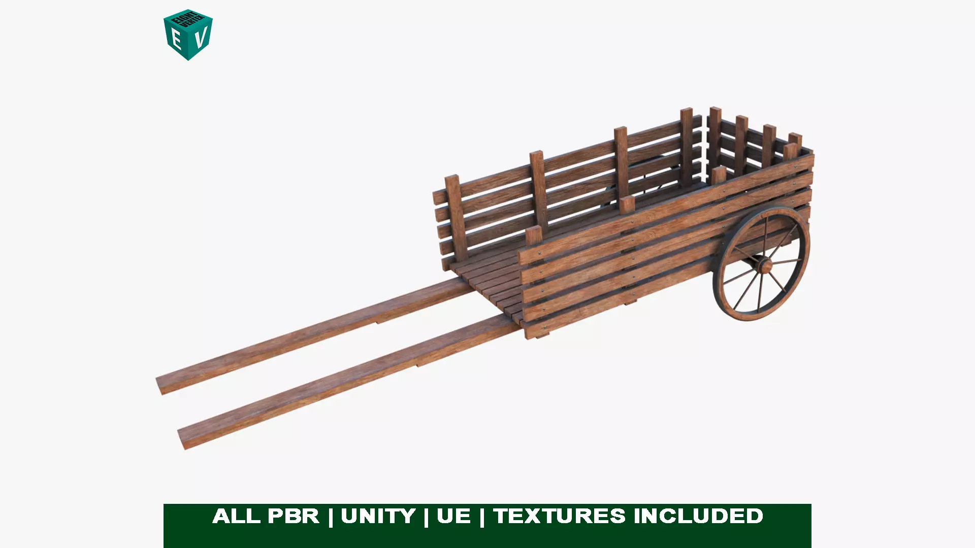 Wooden Cart04 All PBR Unity UE Textures Included Low-poly 3D model_0