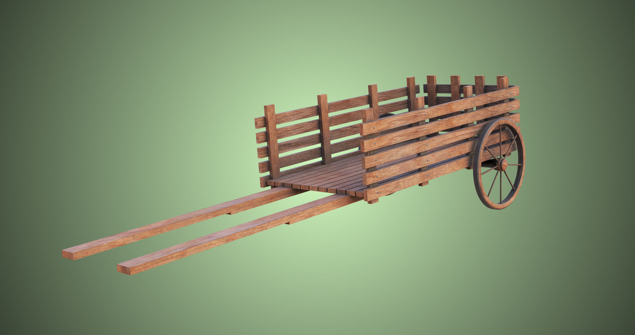 Wooden Cart04 All PBR Unity UE Textures Included Low-poly 3D model_6