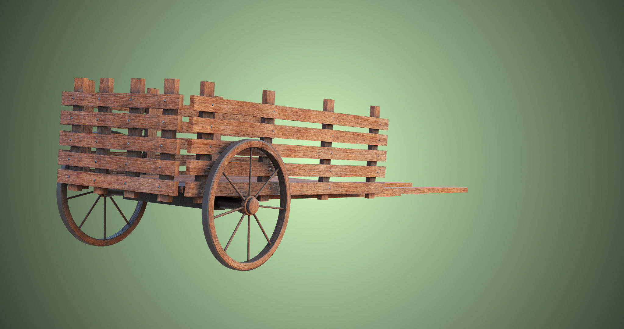 Wooden Cart04 All PBR Unity UE Textures Included Low-poly 3D model_8