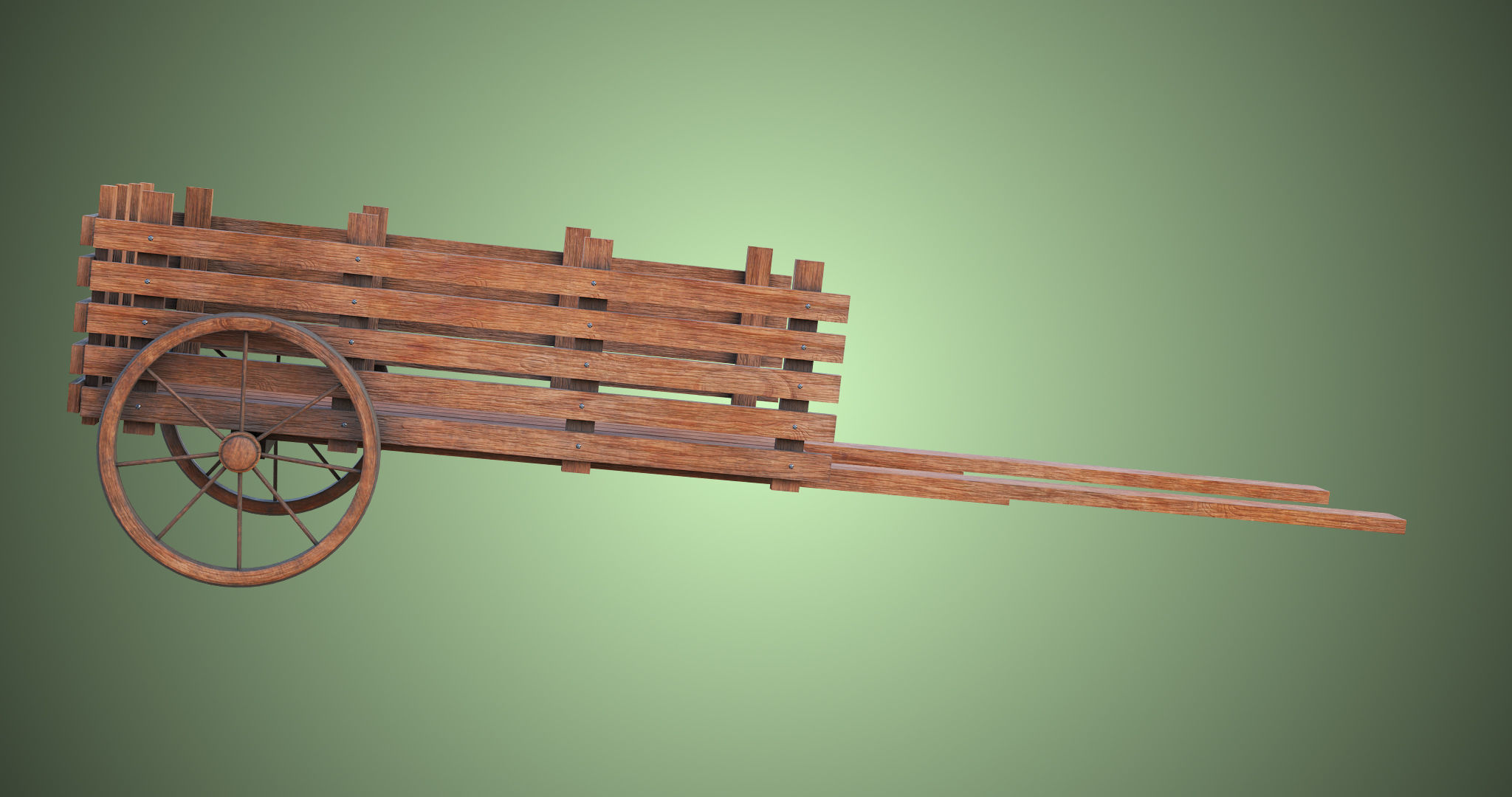 Wooden Cart04 All PBR Unity UE Textures Included Low-poly 3D model_1