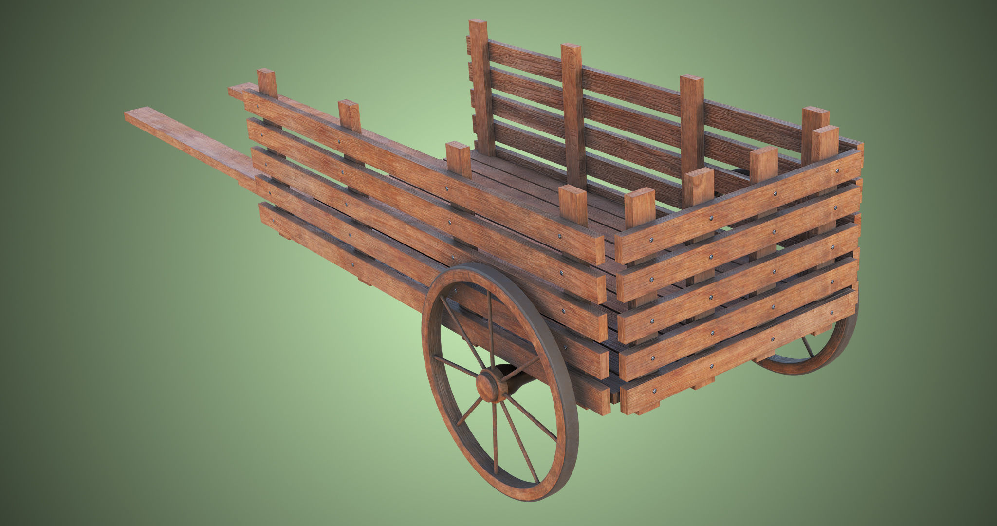 Wooden Cart04 All PBR Unity UE Textures Included Low-poly 3D model_22