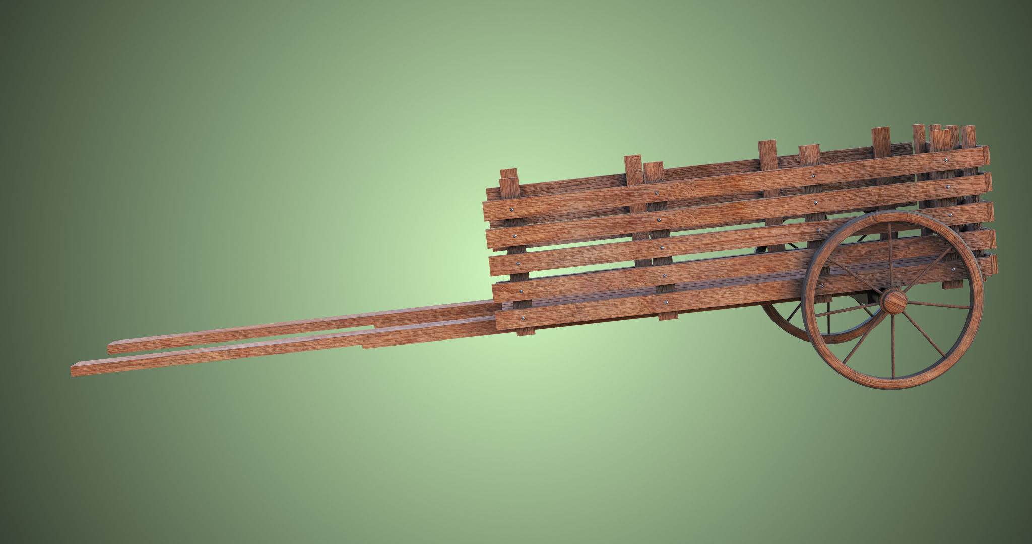 Wooden Cart04 All PBR Unity UE Textures Included Low-poly 3D model_4