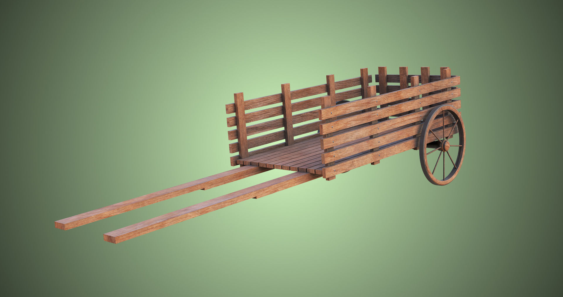 Wooden Cart04 All PBR Unity UE Textures Included Low-poly 3D model_3