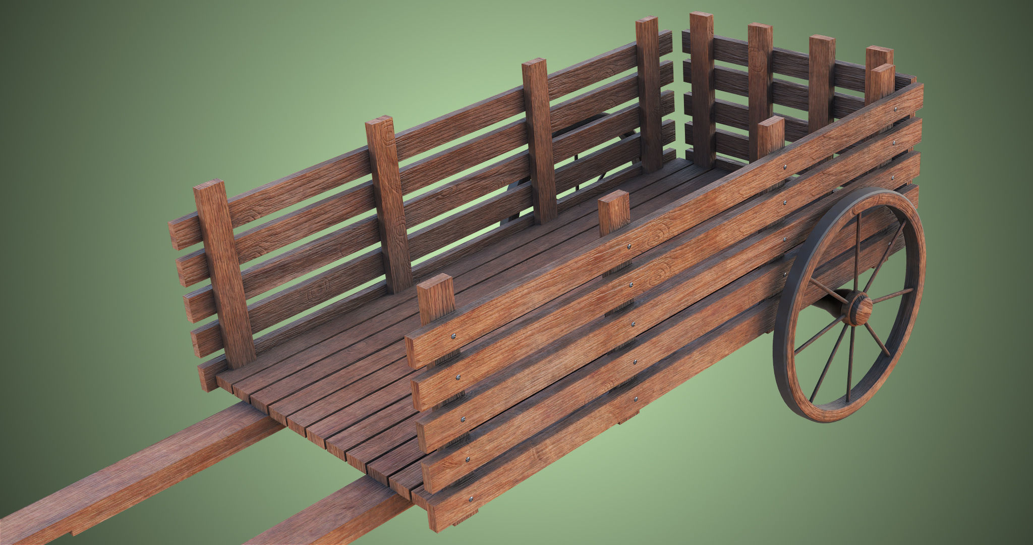 Wooden Cart04 All PBR Unity UE Textures Included Low-poly 3D model_26