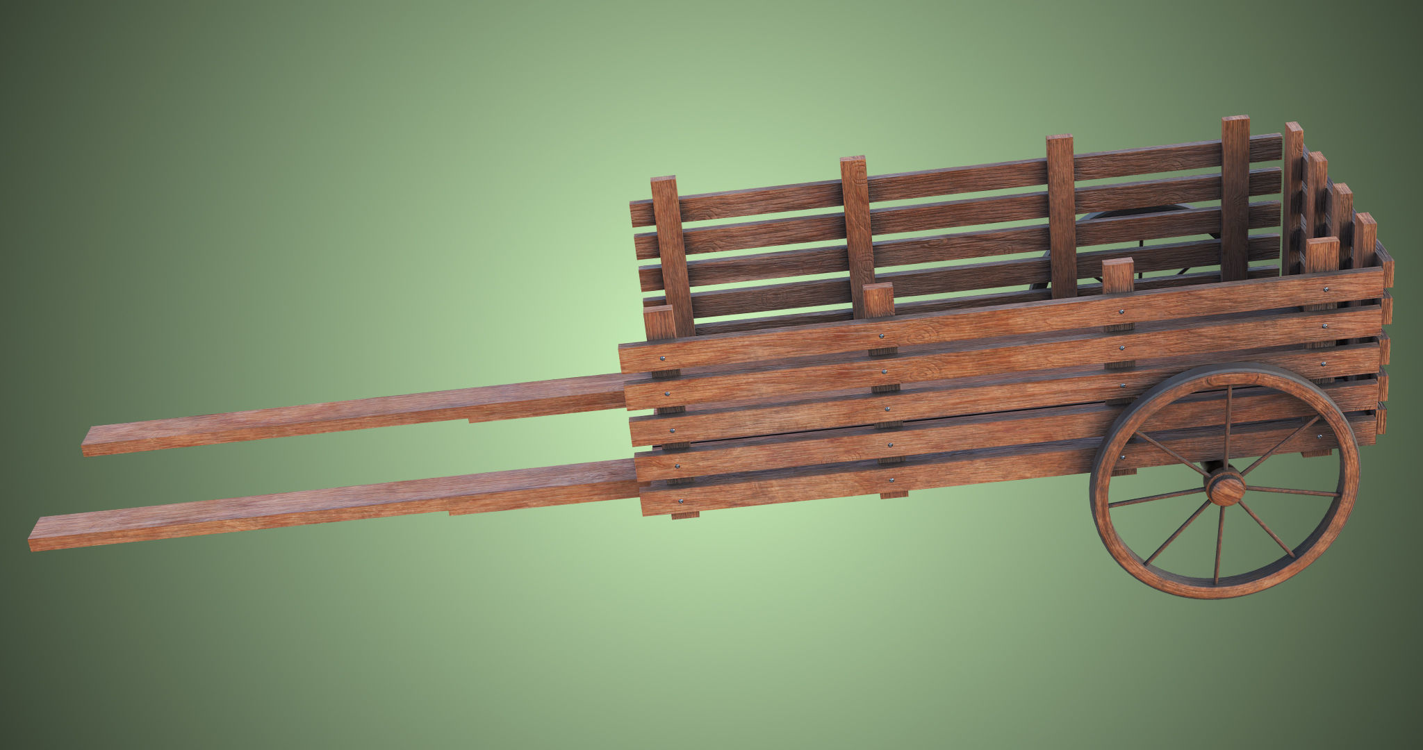 Wooden Cart04 All PBR Unity UE Textures Included Low-poly 3D model_2