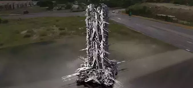 Mega Sci-Fi city Complex Station submerged 2 3D model