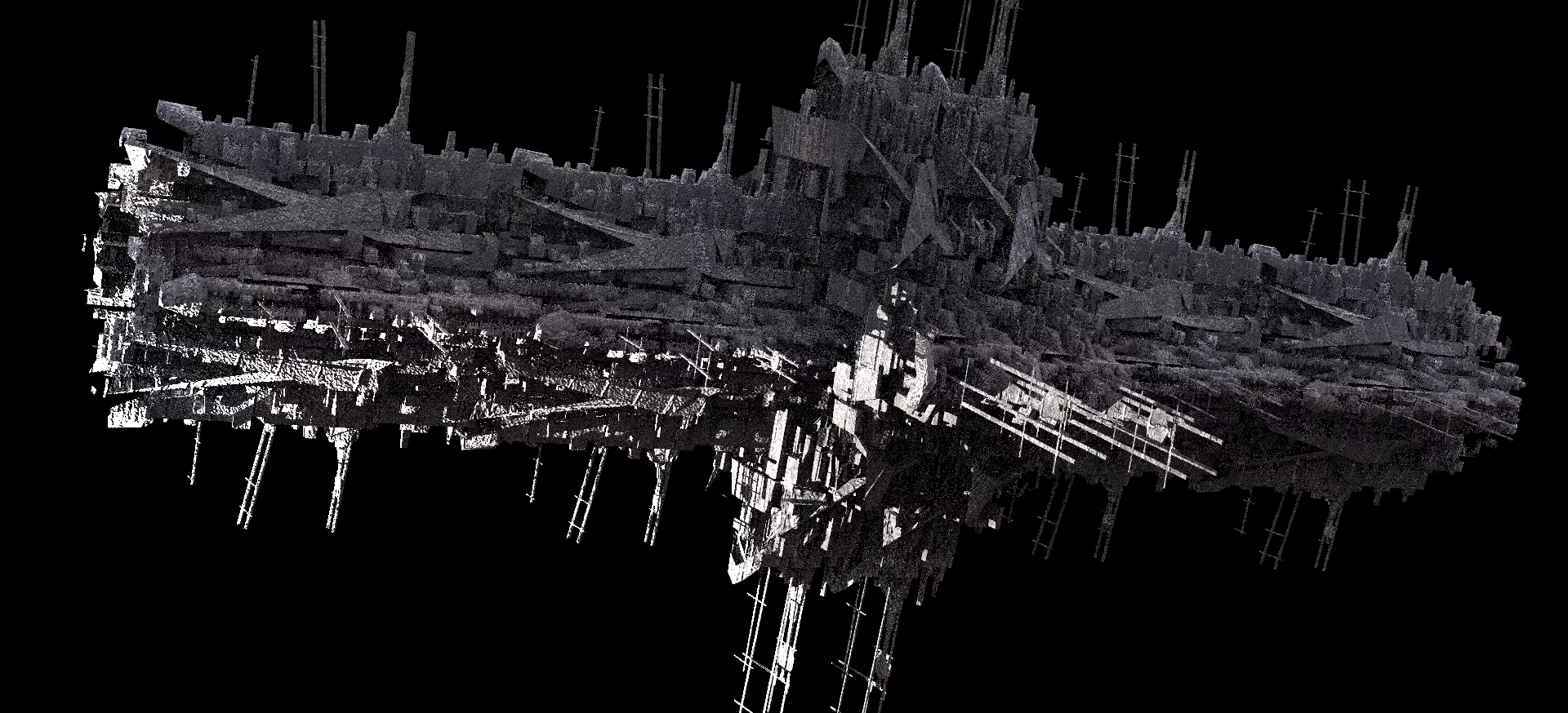 Mega Sci-Fi city Space station 3D model_0