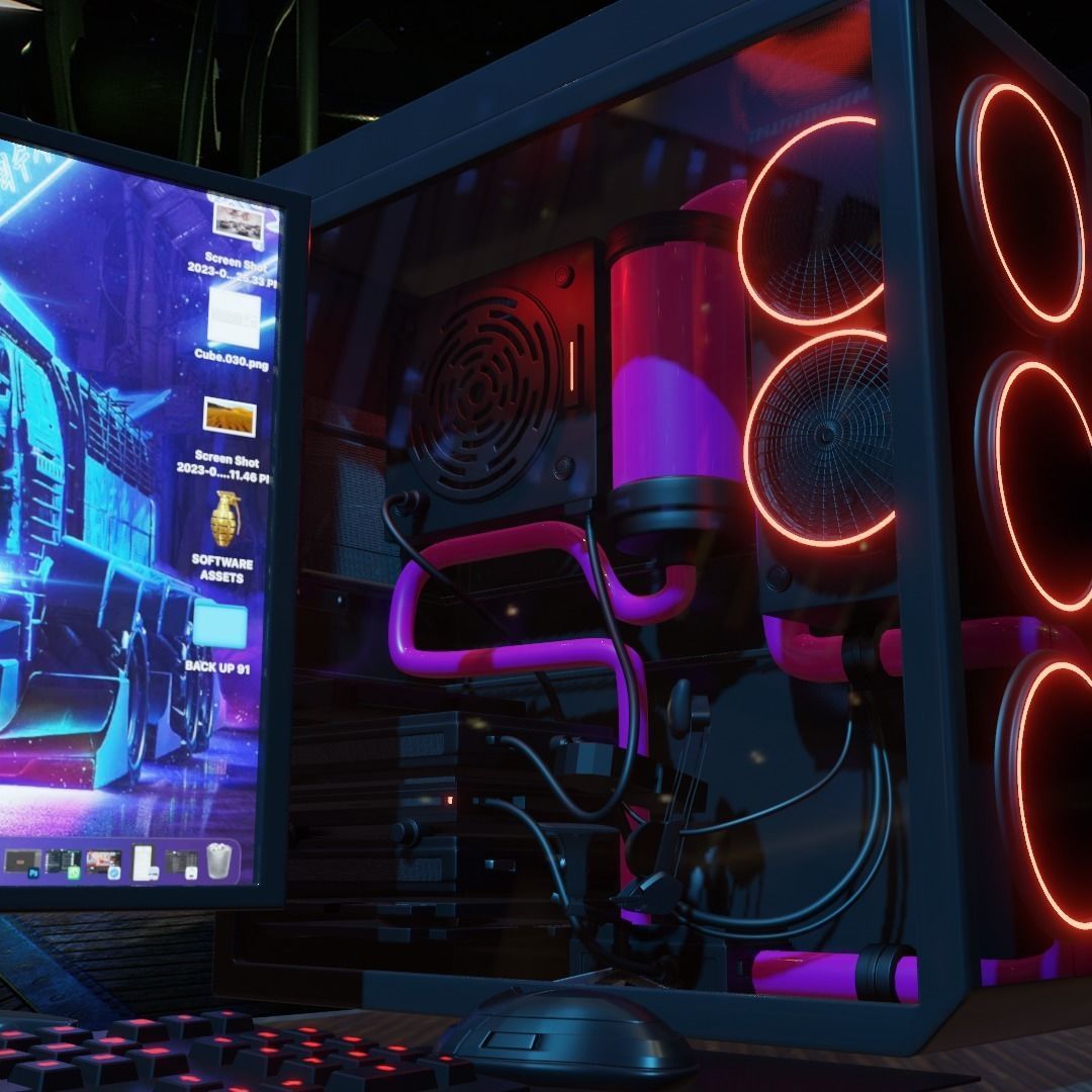 Computer Gaming Desktop PC Low-poly 3D model_2