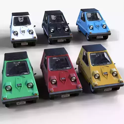 Sebring-Vanguard Citicar  Comuta car - set of 6 colors Low-poly 3D model