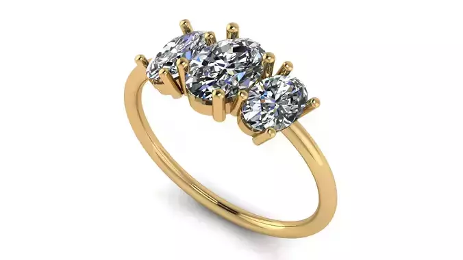 Tiny ring 3 oval stones for woman