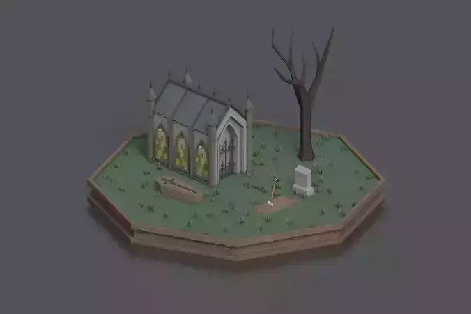 Free Demo of Low Poly Fantasy Scary Creepy Dark Halloween Free low-poly 3D model