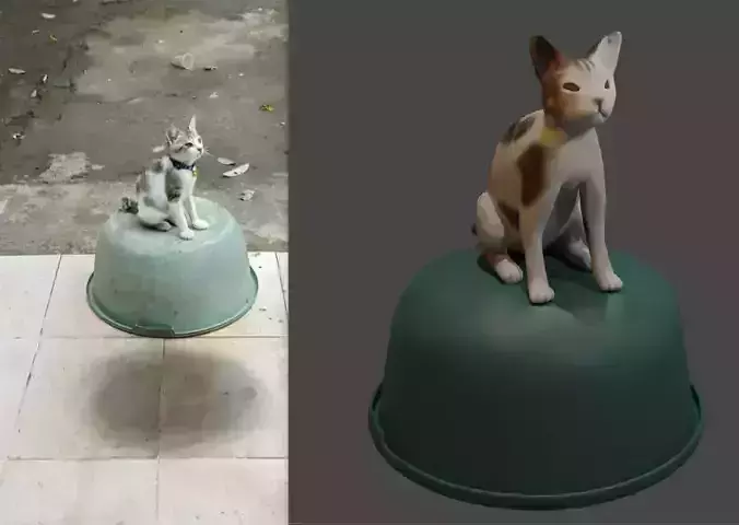 Meme fun CAT  on tazik   figure  basin  3D print model