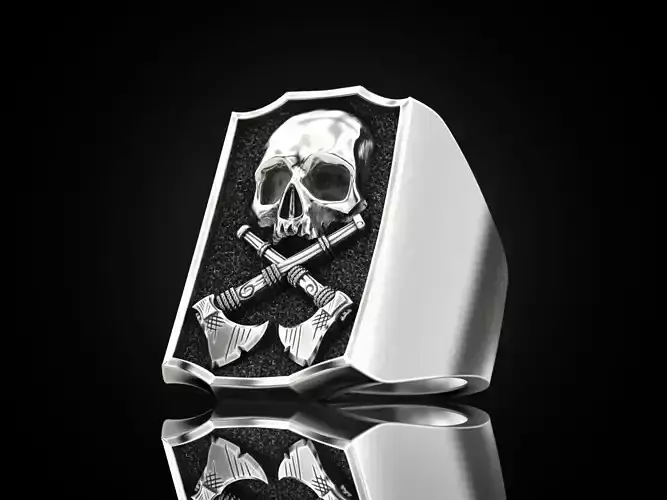Skull ring and axes 