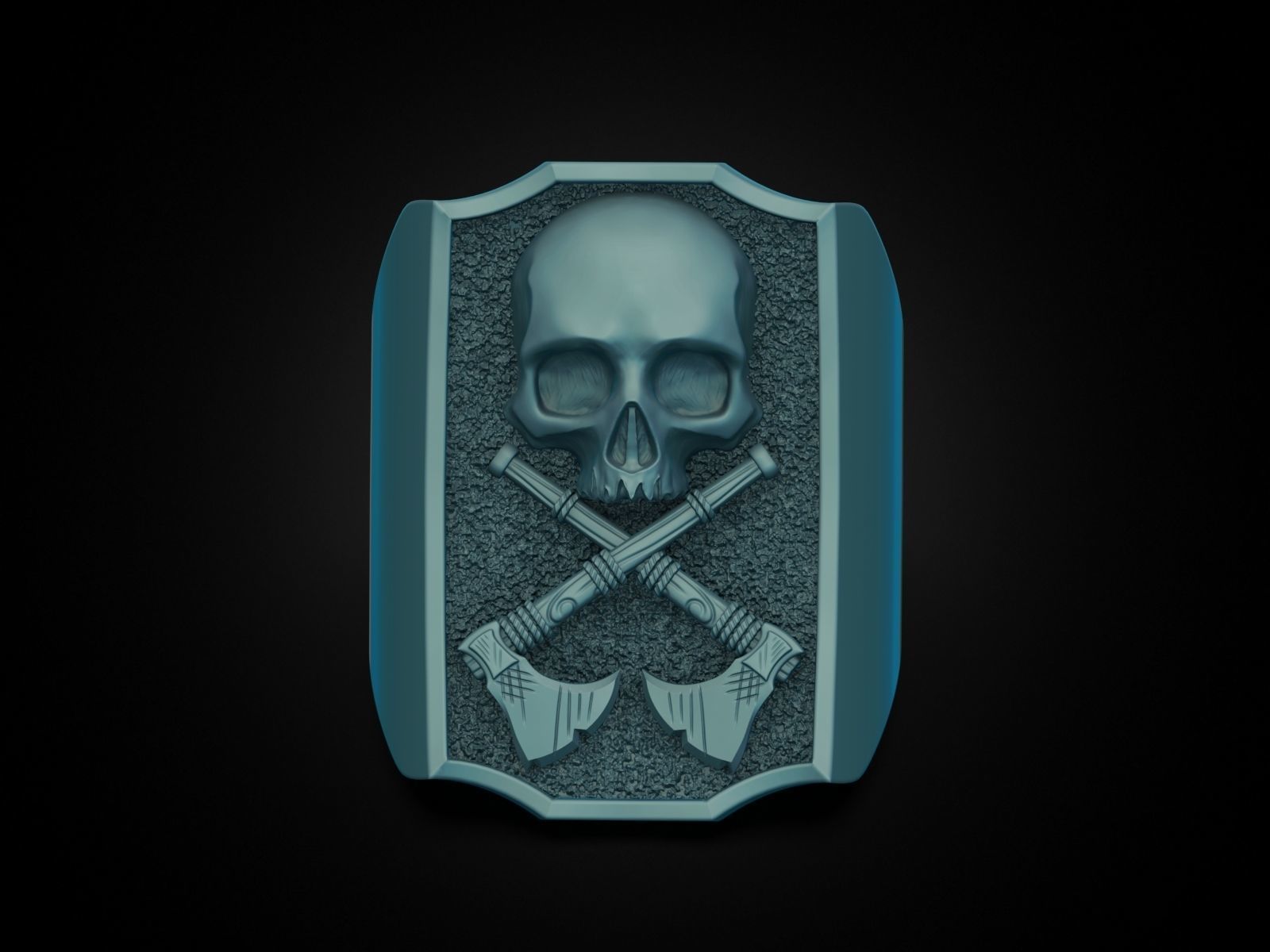 Skull ring and axes 3D print model_10