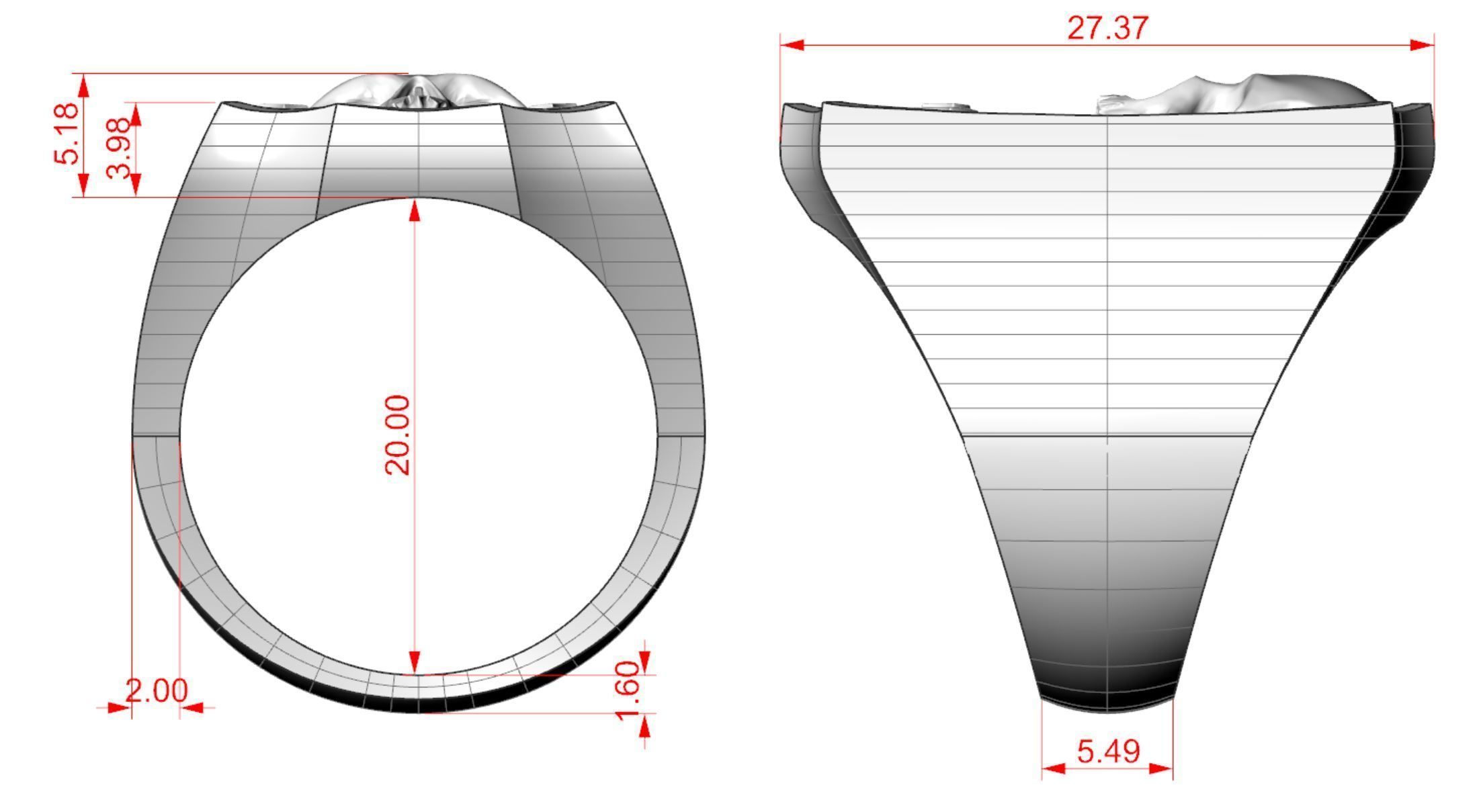Skull ring and axes 3D print model_11