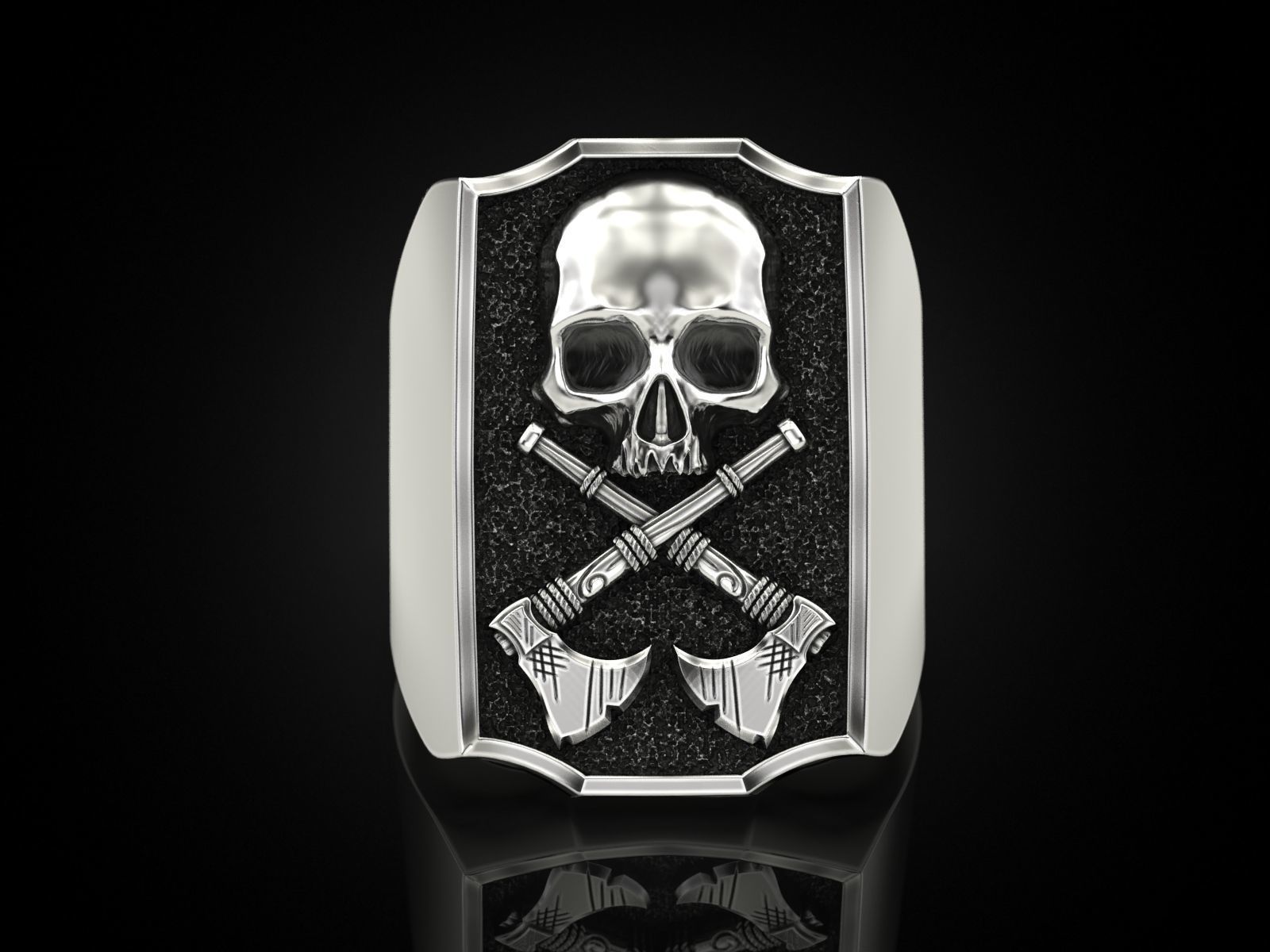 Skull ring and axes 3D print model_6
