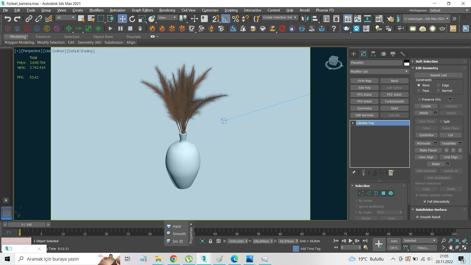 Vases vase with grass in it 3D model_4