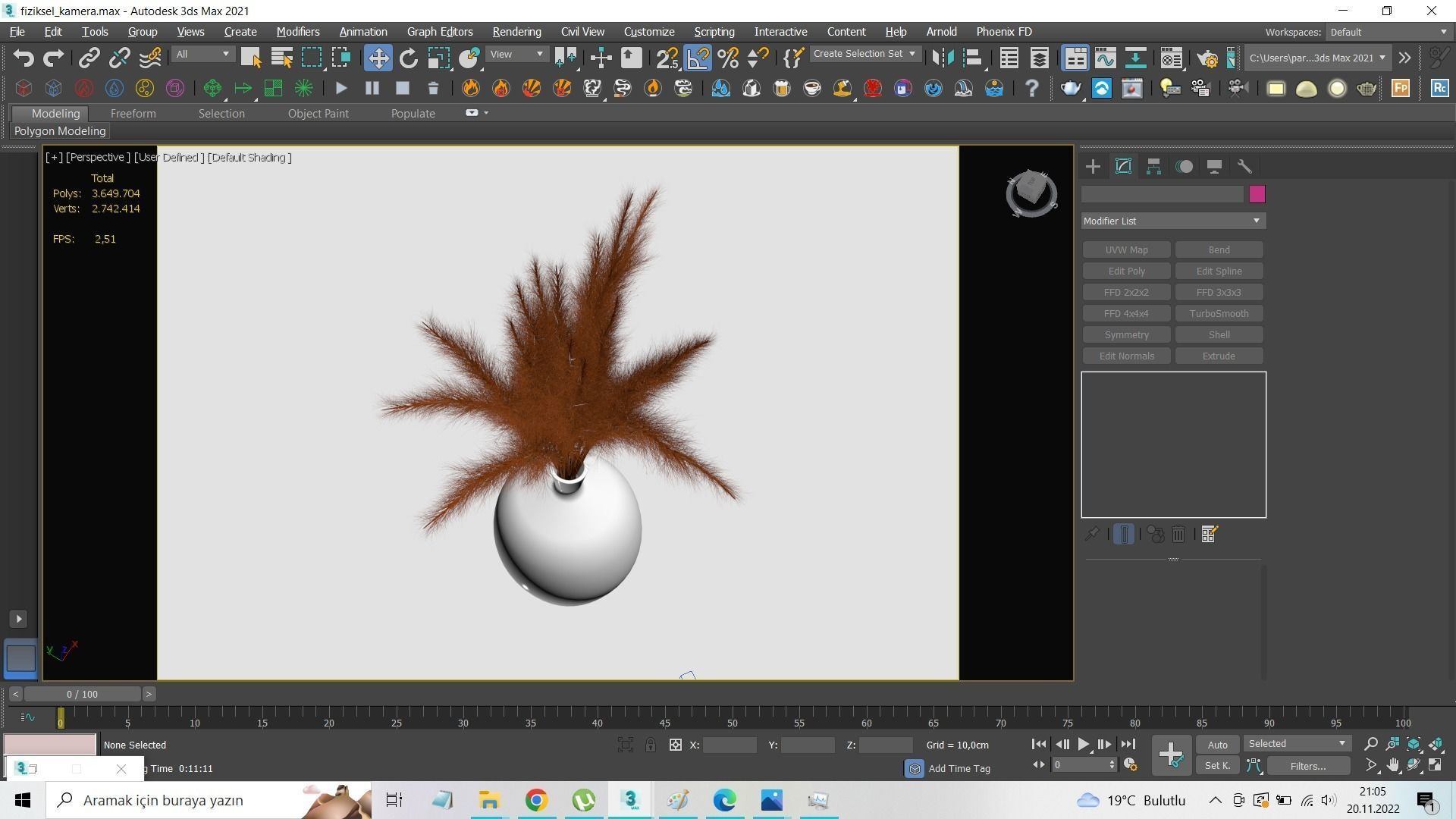 Vases vase with grass in it 3D model_3