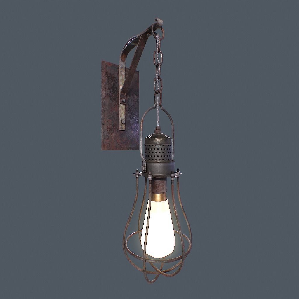 Retro Wall Lamp v1 Low-poly 3D model_15