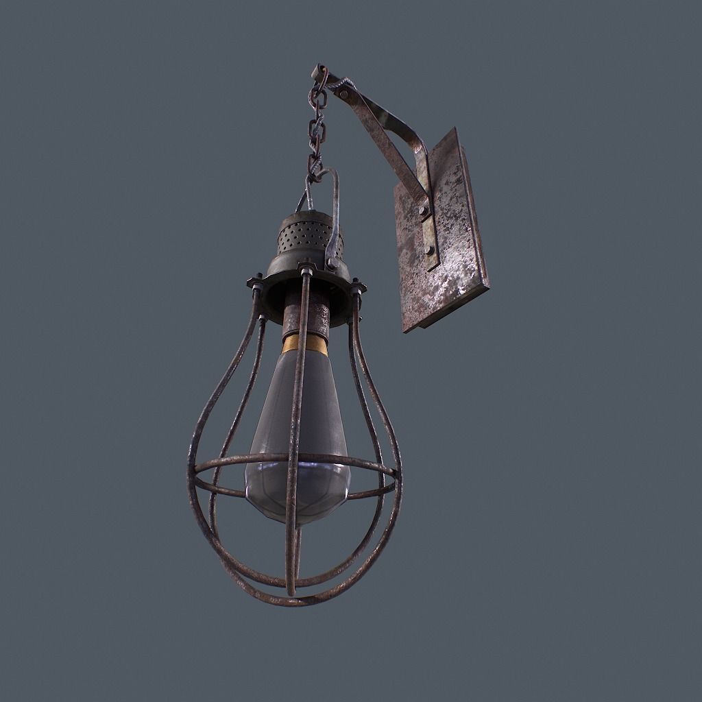 Retro Wall Lamp v1 Low-poly 3D model_7