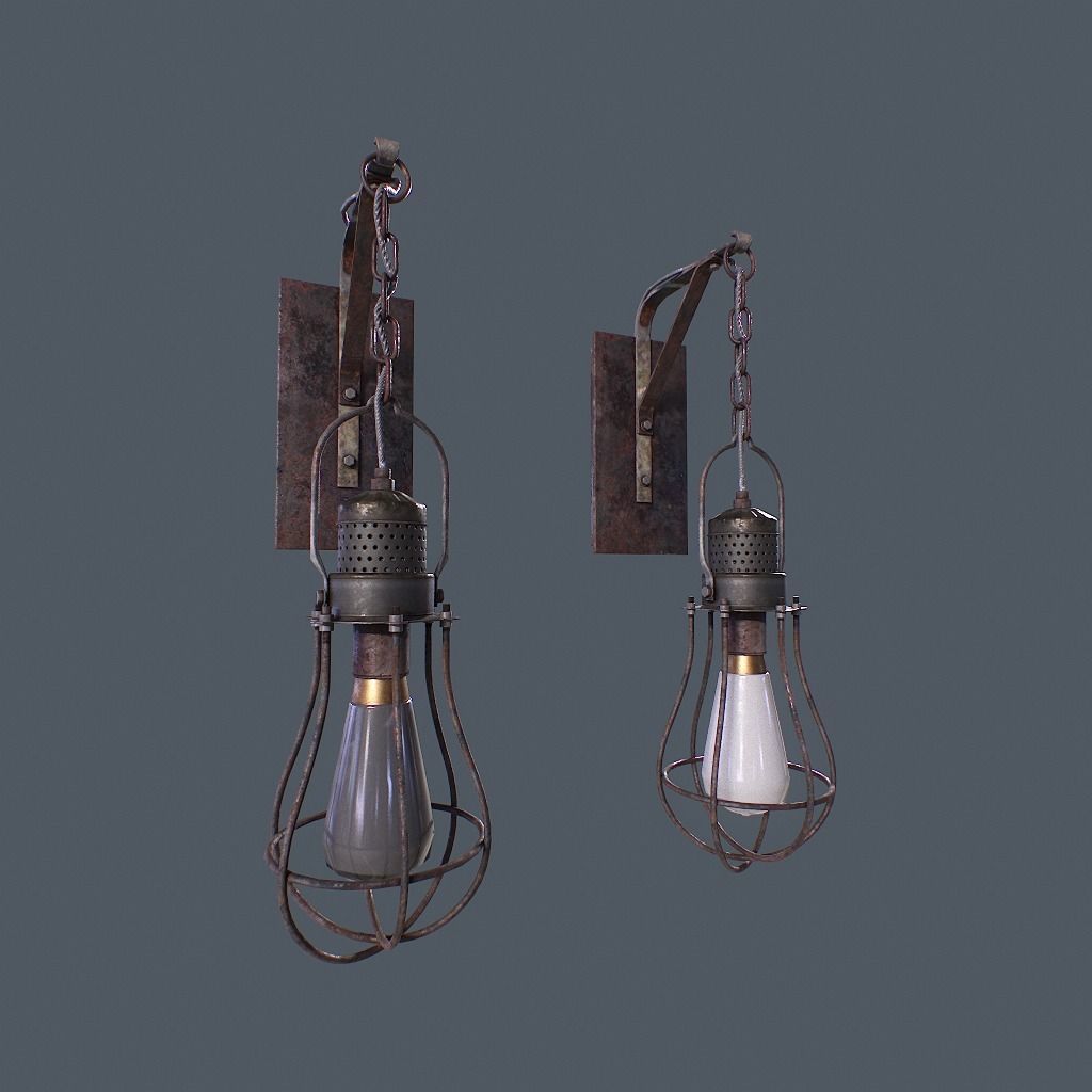 Retro Wall Lamp v1 Low-poly 3D model_17