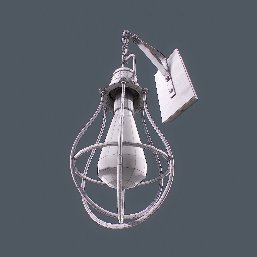 Retro Wall Lamp v1 Low-poly 3D model_25