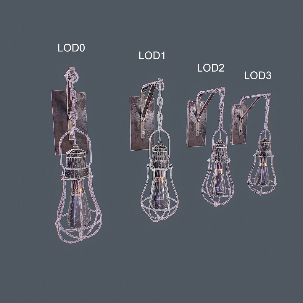 Retro Wall Lamp v1 Low-poly 3D model_21